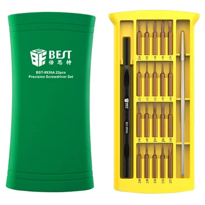 BEST BST-8930A Ensemble de tournevis de précision 22-en-1 Outils de réparation avec embouts magnétiques et manche en aluminium