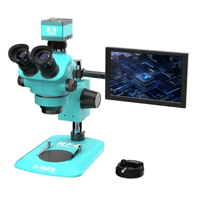 RF4 RF-7050TV+2KC2PRO+S010 Trinokulares Elektronikreparatur-Mikroskop 2K Kamera 10 Zoll Display 7X-50X Zoom 144 LED für PCB-Lötarbeiten