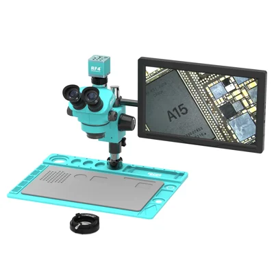 RF4 RF-7050TVD2+4KC1PRO+M156 4K Stereo-Mikroskop Trinokular-Zoom 7-50X mit 15,6-Zoll-HD-Display für PCB IC-Reparatur