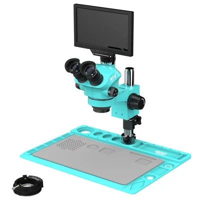 RF4 RF7050TVD2-YS010W 7-50X Synchronisiertes Zoom-Trinokularmikroskop mit 10-Zoll-1080P-HD-Monitor