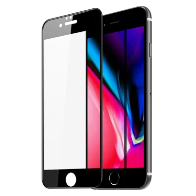 DUX DUCIS Protector de Pantalla Completa para iPhone 7 Plus / 8 Plus, Película Transparente HD de Vidrio de Alúmina Media 2.5D Plana - Negro