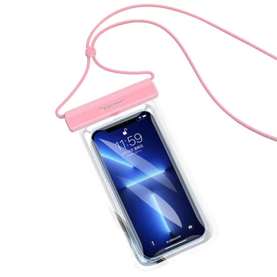IPX8 30m wasserdichte Handytasche mit Touchscreen, Unterwasser-Mobiltelefon-Schutzhülle für Handys bis 7 Zoll - Pink