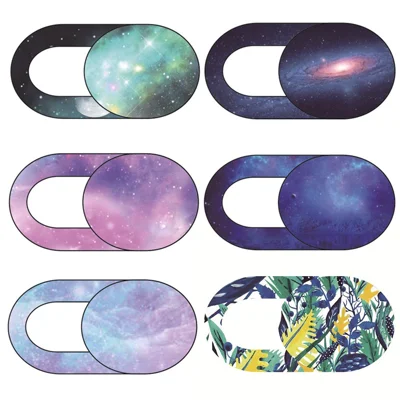 5 pezzi/set di copertura per webcam con motivo cielo stellato + 1 pezzo con motivo floreale, adesivo scorrevole di protezione privacy per fotocamera laptop e tablet