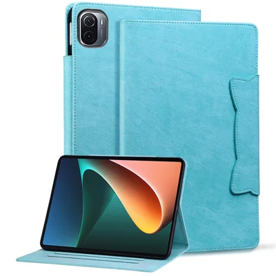 For Xiaomi Pad 5 / 5 Pro Case Card Holder PU Leather Tablet Cover with Stand - Sky Blue