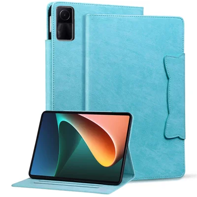 For Xiaomi Redmi Pad SE Card Slot Case PU Leather Tablet Cover with Stand - Sky Blue