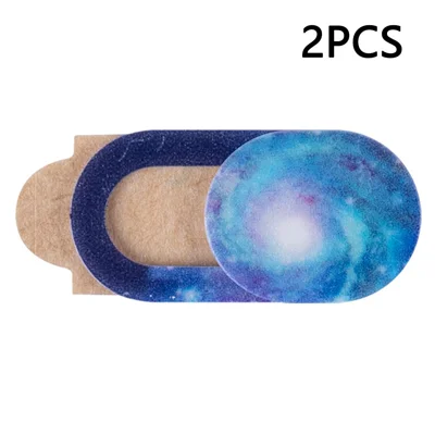 T1 2Pcs Oval Anti-Peep Computer Lens Cap Adhesive PC Laptop Camera Privacy Protective Cover - Starry Sky 1