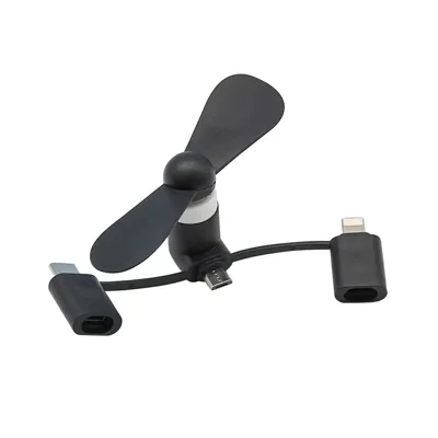Micro USB / Type-C / 8Pin 3 in 1 Mini Fan Cooler Smartphone Laptop Portable Cooling Fan - Black