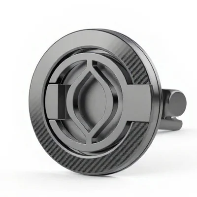 ZF007 Dual-Side Magnetic Phone Holder Foldable 360° Rotating Phone Stand for Treadmill / Exercise Bike - Carbon Fiber Gray