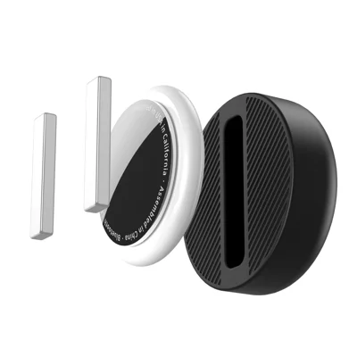 CS33 For Apple AirTag Dust-proof Round Silicone Case Magnetic Protective Cover - Black