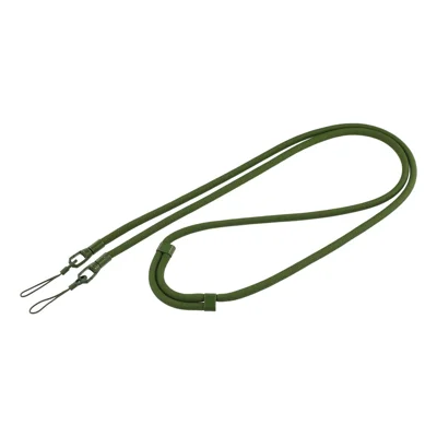 Lanyard regolabile con doppio gancio 7 mm in poliestere e lega di zinco, tracolla per custodie per telefono con doppio foro - Verde militare