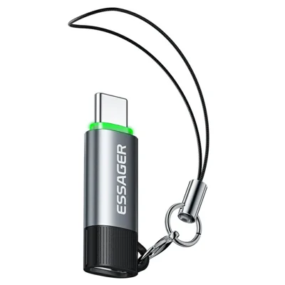 ESSAGER Smart Power Cut-off Adapter Type-C 100W 5A Charging Converter with LED Indicator
