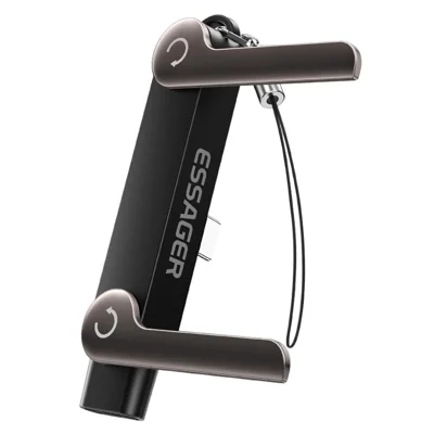 Adaptateur ESSAGER USB-C femelle vers USB-C mâle, convertisseur de charge rapide 240 W, 5 A, 40 Gbps, forme en L à 90° avec support