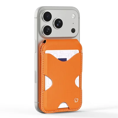 DUX DUCIS PAPO Series Ultra Slim Magnetic Card Holder with Kickstand Butterfly Design RFID Blocking PU Leather Card Bag - Orange