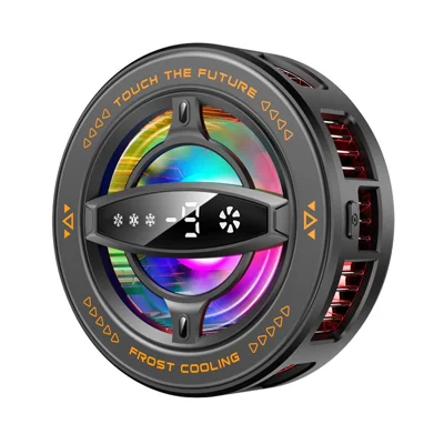 K26 Magnetic Phone Cooler with Clamp AI Smart Temperature Control RGB Light Cooling Fan for Gaming - Black