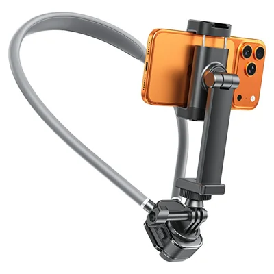 WEKOME WA-S69 First-Person-POV-Aufnahme drehbarer Halshalter, handfreier tragbarer Handy-Action-Kamera-Halsmontage – Schwarz / Grau
