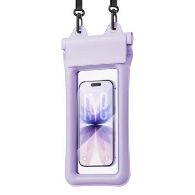 ESSAGER ES-FSD04 Waterproof Phone Pouch IPX8 Floating Airbag Design Clear Touch Screen Underwater Case - Purple