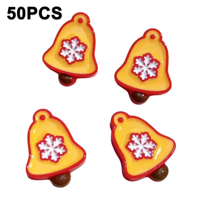 50Pcs Christmas DIY Craft Charms Ornaments Resin Decorative Accessories for Phone Case Cup Hair Clips (without Glue or Double-sided Tape) - Bells