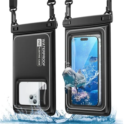 IPX8 Waterproof Phone Pouch 30m Underwater Floating Touch Screen Cellphone Bag for Swimming Diving - Black Gray