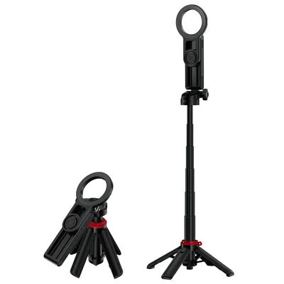 ACEFAST E72 Multifunctional Mini Selfie Stick Magnetic Phone Grip Telescopic Pole Tripod Stand - Black