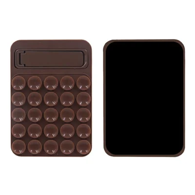 Silicone Suction Cup Magnetic Phone Mount Foldable Kickstand for Smooth Surface Desktop - Coffee