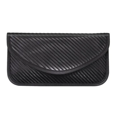 1Pc 20 x 10cm RFID Blocking Card Holder Carbon Fiber Texture Envelope Flap Magic Tape Closure Wallet - Black