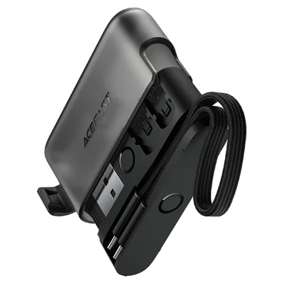 ACEFAST J23 USB-adapterkit, multifunktionell resorganisatoriskåpa med telefonhållare - Svart