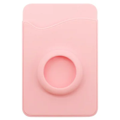 2 in 1 For Apple AirTag Card Holder Suction Cup ABS + Silicone Phone Back Attachment - Pink