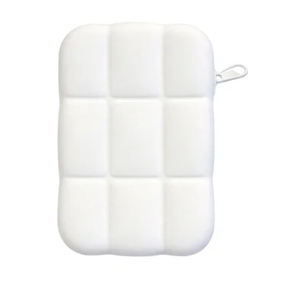 Silikonmagnetische Geldbörse mit Reißverschluss, Organizer im Cloud-Cube-Design für Münzen, Earbuds und USB-Sticks - Weiß