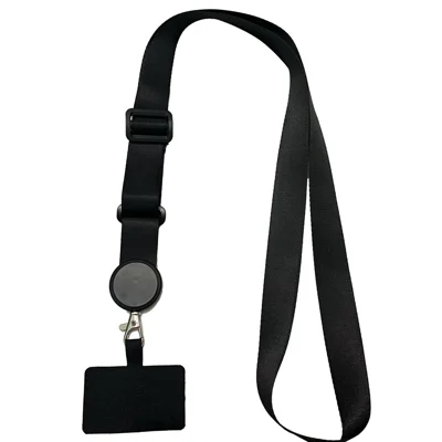 Alça de Pescoço Ajustável Universal para Telefone Celular com Almofadas para Capa de Telefone e Chaves - Preta