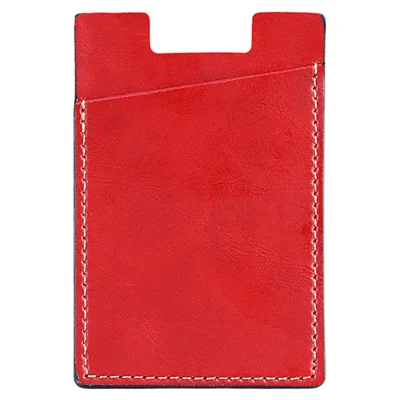 MRC02 PU Leather Sticky Single Card Holder Magnetic Car Mount Phone Card Case - Red