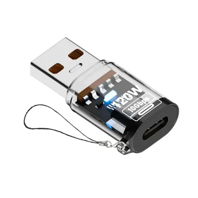 USB 3.2 Gen 2 10Gbps Transparent Shell USB A Male to Type C Female Converter 120W Fast Charging Adapter - Transparent