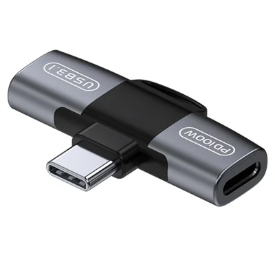 Type-C to Dual Type-C Audio Charging Adapter PD 100W Charging + USB-C Headphone Data OTG Converter - Tarnish