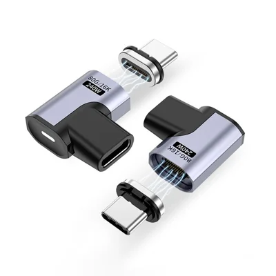 Magnetic Type C to Type C 16K 60Hz HD Video Converter 240W 80Gbps Data Transfer Adapter - Elbow Head
