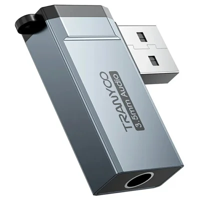 TRANYOO T-E21 USB to 3.5mm Audio Adapter Aluminum Alloy Audio Converter for Laptops
