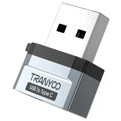 TRANYOO T-E23 USB to Type C Converter Fast Charging Data Transfer Aluminum Alloy Mini Adapter