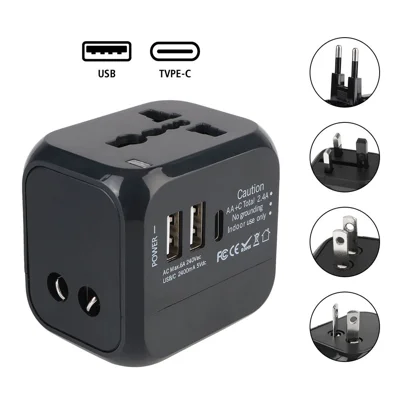 PD 20W Universal Travel Adapter UK / EU / US Plug Dual USB + PD 20W Charging International Charger
