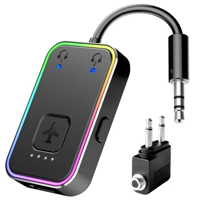 BF01 Trasmettitore Audio per TV, Computer, Aereo, Adattatore Audio Wireless 3,5 mm Compatibile Bluetooth - Nero