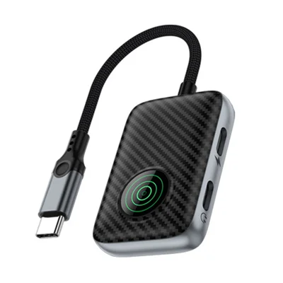 ZC4339 USB-C OTG Adapter 3-in-1-Hub-Wandler mit USB 3.0 Datentransfer, Type-C Audio/Daten, 60 W PD-Schnellladung – Schwarz