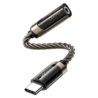ESSAGER ES-YP29 HiFi Audio Adapter Cable Type-C Male to 3.5mm Female Silver-Plated Conductor Braided Cable - Tarnish