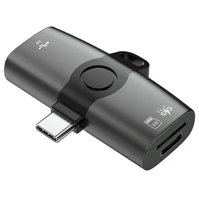 3 in 1 USB-C OTG Adapter USB 3.0 TF Card Reader PD 60W Fast Charging Hub - Tarnish