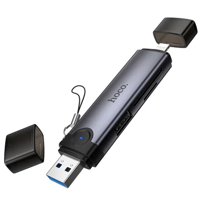 HOCO HB56A Lettore di Schede USB / iP a SD / TF 3.0 + USB 2.0 Supporta Schede di Memoria fino a 2TB - Opaco