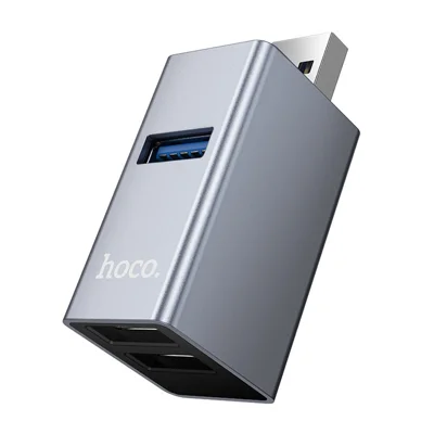 HOCO HB54 USB-A 3 in 1 da 2 USB 2.0 + 1 USB 3.0 Hub Convertitore in Lega di Alluminio - Opaco