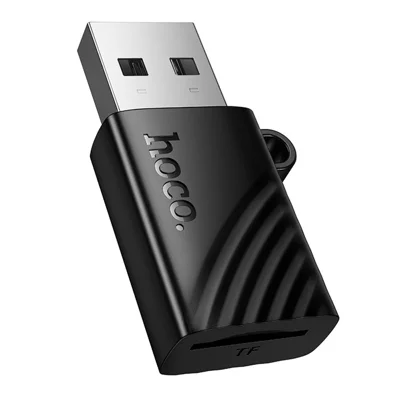 HOCO HB53 Lettore di schede USB-A a TF 2.0, supporta schede di memoria fino a 1 TB, con foro per laccetto - Nero