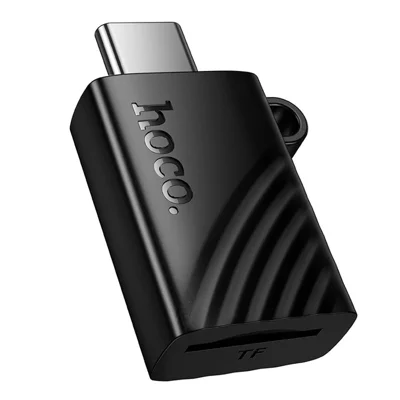HOCO HB53 Lettore di Schede Type-C a TF 2.0, Supporta Schede di Memoria fino a 1TB, con Foro per Laccetto - Nero