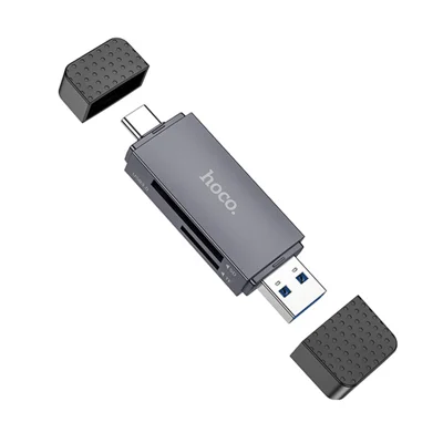 HOCO HB45 Lettore di Schede USB / Type-C 3.0 a SD + TF 3.0, Velocità di Trasferimento 5Gbps, Schede di Memoria Fino a 2TB per Telefoni e Fotocamere - Tarnish