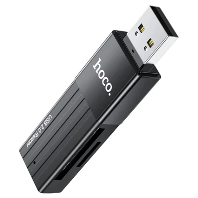 HOCO 2-in-1 TF / SD Reader USB 2.0 480Mbps Theoretical Speed 2TB Capacity for Windows Mac OS - Black