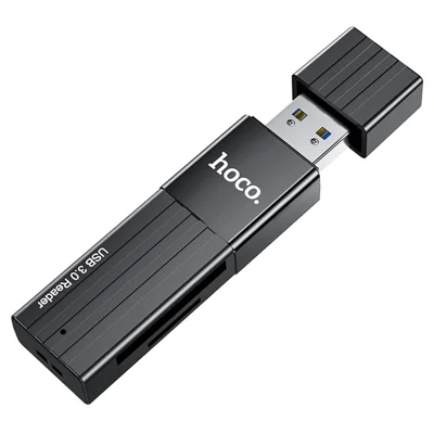 HOCO HB20 USB 3.0 Card Reader, Theoretical 5Gbps  /  2TB Capacity, SD  /  TF Support for Windows, Mac OS - Black