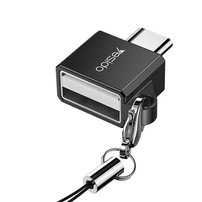 YESIDO GS08 Zinc Alloy Mini Type-C to USB OTG Connector Adapter with Keychain