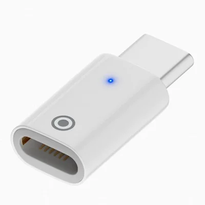 Tragbarer Ladeadapter-Miniwandler für Apple Pencil 1. Generation mit Anzeigeleuchte – Typ-C-Stecker auf 8-polige Buchse / gerade