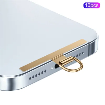 10Pcs / Pack Ultra Slim Phone Tether Tabs for Phone Case Lanyard Anti-Lost Metal Safety Patch with D Buckle - Champagne Gold